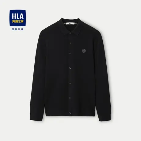 HLA/海澜之家翻领长袖针织衫23秋季新款修身包芯纱开衫毛衣外套男图片