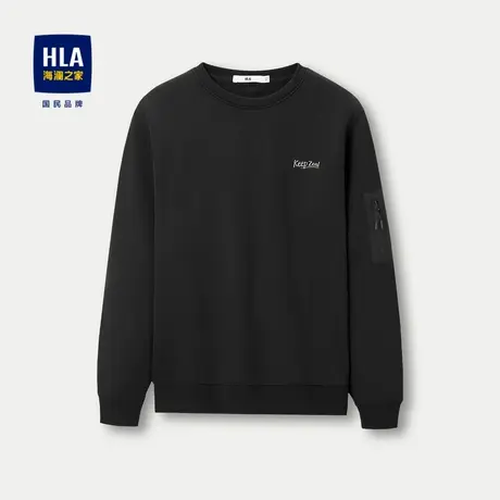HLA/海澜之家加绒卫衣2023秋冬新款智慧绒圆领套头字母绣花上衣男商品大图