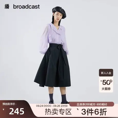 播夏季新款百褶边装饰半开襟衬衫系列女DDP2HD9213图片