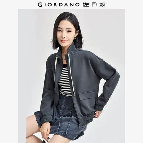佐丹奴外套女装品牌印花抽绳立领工装口袋针织外套 05374875商品大图
