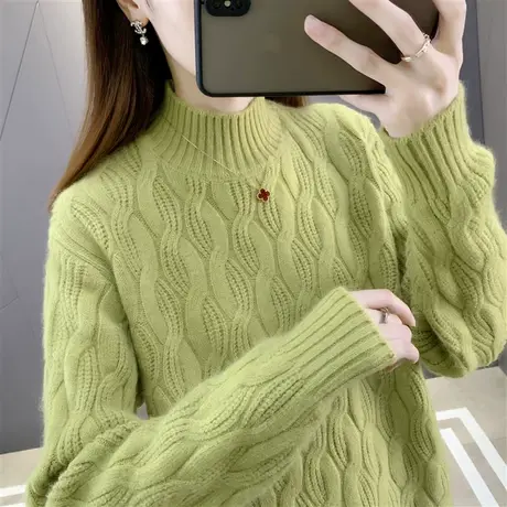 软糯慵懒高级感纯色女士半高领打底衫女内搭加厚2022秋冬打底毛衣图片