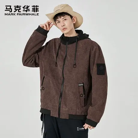 马克华菲男士灯芯绒连帽夹克秋季2025新款潮牌休闲外套痞帅上衣服图片