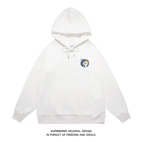 趣味简约小鸭子印花卫衣男连帽秋冬款宽松套头情侣装上衣休闲帽衫商品大图