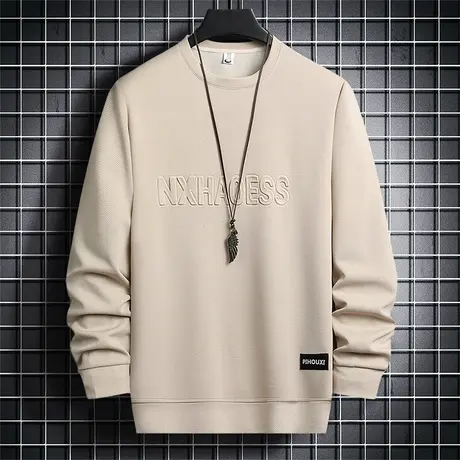 长袖t恤男士春秋季2023新款潮牌休闲圆领卫衣无帽男生体恤打底衫商品大图