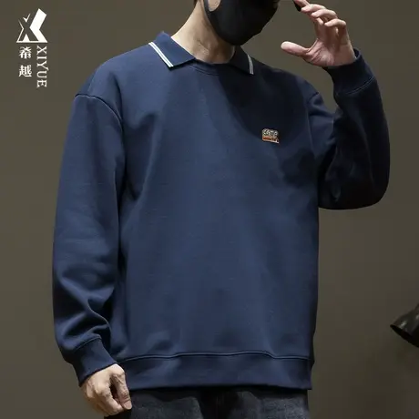 希越重磅双面棉男士卫衣宽松大码潮牌刺绣套头长袖2023秋冬款男装商品大图