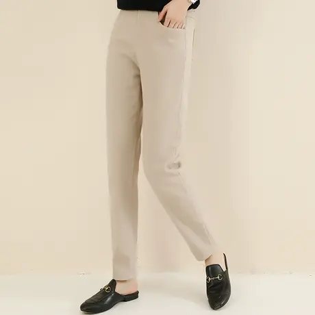 新品8.5折】高腰修身加绒加厚休闲裤女显瘦西装小脚裤图片