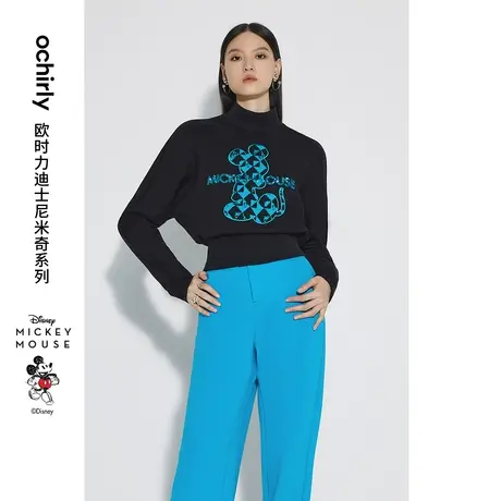 【百亿补贴官方直播】欧时力长袖卫衣女春装上衣高领绣花休闲商品大图