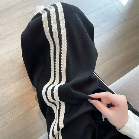 两穿运动裤女ins潮春秋季爆款休闲束脚卫裤直筒垂感小个子阔腿裤商品大图