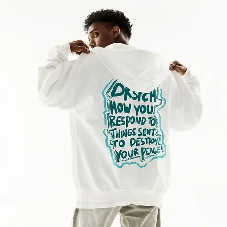 美式保暖大码加厚加绒拉链开衫卫衣潮牌男春秋款国潮加肥加大外套商品大图