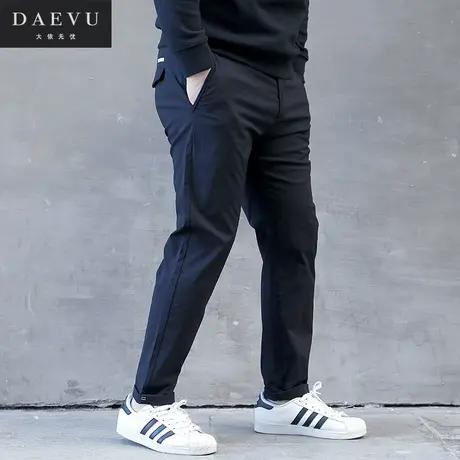 春新款韩版松紧腰大号潮胖子修身小脚弹力加肥加大码男士休闲长裤商品大图