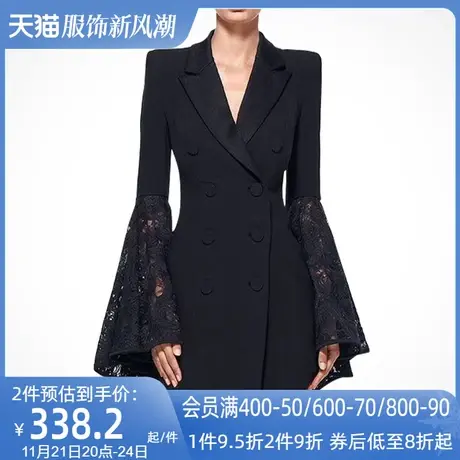 AUI欧洲站黑色小西装外套女2024春秋新款设计感小众职业女装西服图片