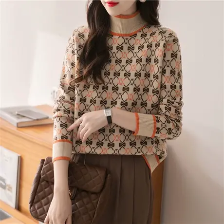 2023秋冬新款欧货加厚半高领内搭套头毛衣女士长袖针织打底衫上衣商品大图