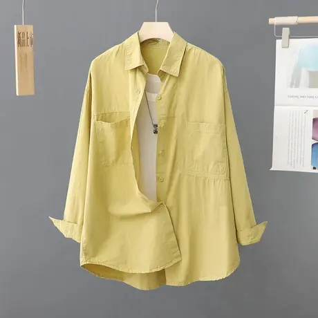 2024新款春休闲小个子衬衣设计感小众纯色法式长袖衬衫上衣外套女图片