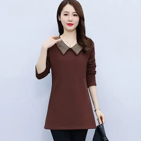 加绒加厚打底衫女秋冬装中长款内搭长袖上衣洋气2023新款大码胖mm商品大图