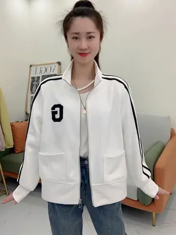 小个子短款卫衣女春秋2023新款上衣女薄款立领运动风拉链开衫外套图片