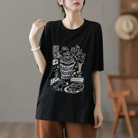 dza复古薄款白色短袖t恤女士夏季新款漂亮体恤百搭上衣宽松打底衫商品大图