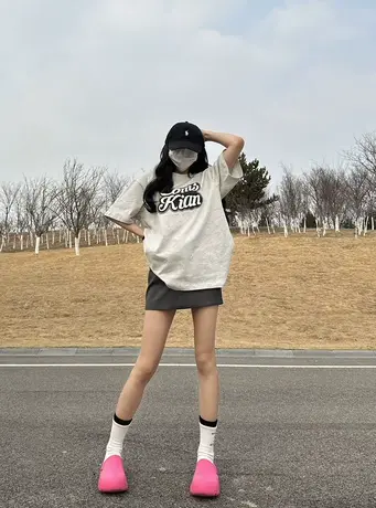 hiphop潮牌街头风t恤短袖女夏季纯棉透气ins大码遮肚宽松别致上衣商品大图