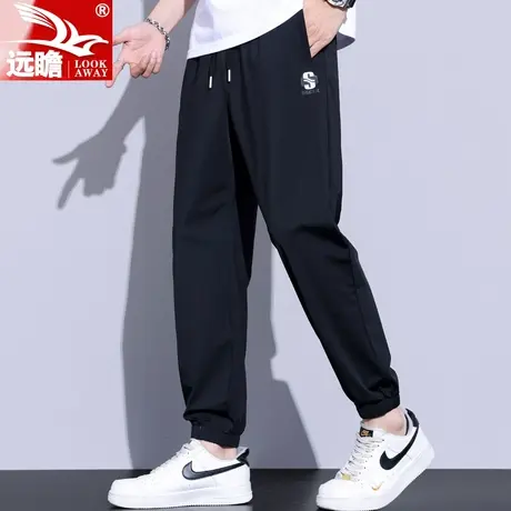 夏天冰丝工装裤子男款夏季潮牌宽松超薄款男士休闲裤哈伦束脚长裤商品大图