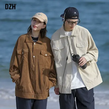 情侣灯芯绒夹克男春秋潮牌工装外套美式复古翻领上衣男装2023新款商品大图