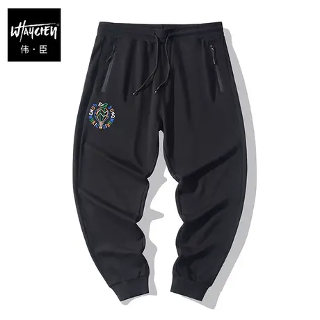 伟臣潮牌大码男装秋冬新品休闲裤男胖子加肥加大宽松小脚裤加绒裤商品大图