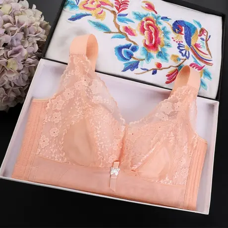 泰国乳胶内衣大胸显小文胸薄款无钢圈聚拢收副乳胸罩调整型女上托商品大图