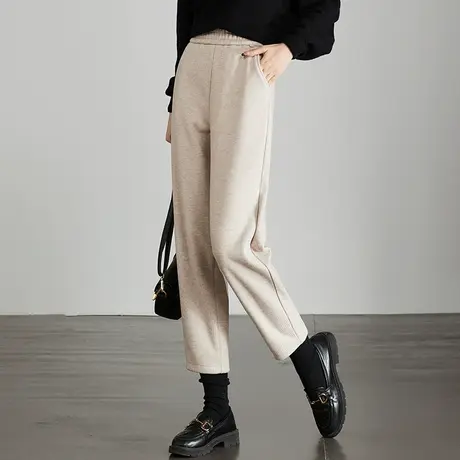 加绒毛呢裤女2024新款冬季加厚裤子秋冬针织哈伦裤羊毛女裤休闲裤图片