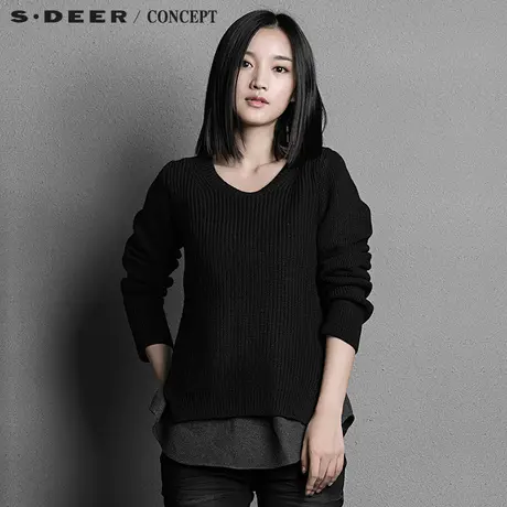 sdeer圣迪奥女装 🌔现代感针织两件套装S15383514图片