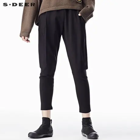sdeer圣迪奥2018春装分割立体剪裁松紧休闲小脚裤长裤女S17380850商品大图