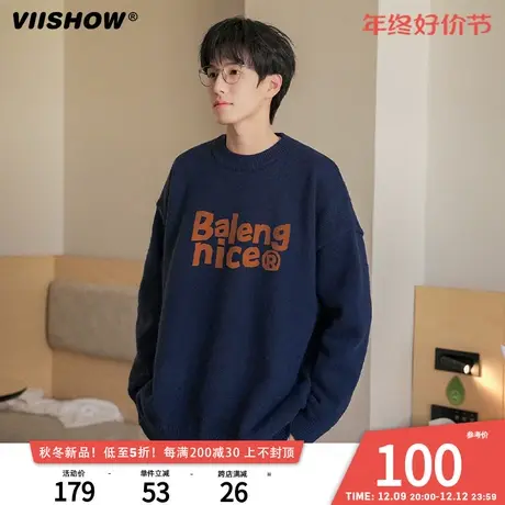 VIISHOW日系重磅400g廓形圆领卫衣男潮牌宽松流行纯棉情侣少年感商品大图