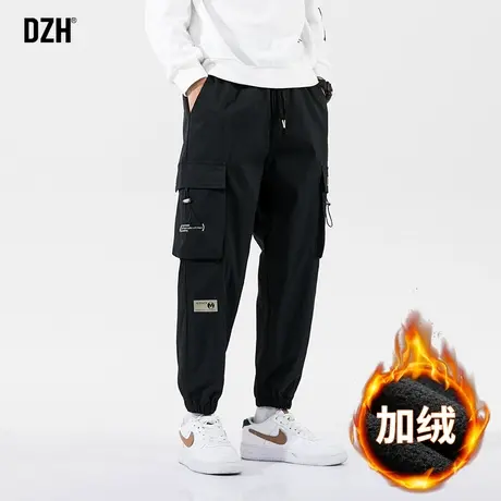 男士裤子加绒男款冬季黑色工装裤男2024新款休闲裤宽松束脚裤男裤商品大图