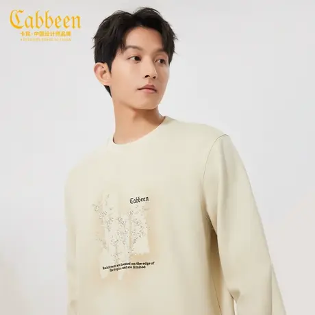 卡宾男装 植物刺绣卫衣2024早春新款珠地透气圆领上衣字母潮流A商品大图