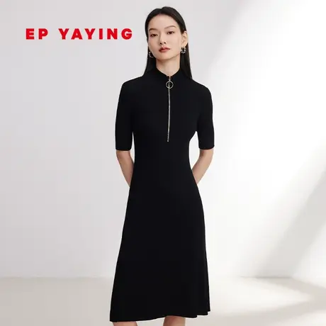 EP YAYING雅莹女装 拉链A字收腰针织连衣裙 2024早春新款9407A图片