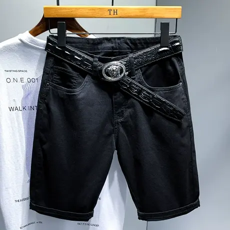 夏天黑色牛仔短裤男宽松五分裤子男士马裤时尚潮款中裤百搭学生潮商品大图