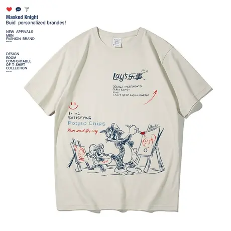 夏季潮牌ins港风趣味卡通t恤短袖男学生情侣宽松纯棉半袖体恤上衣商品大图
