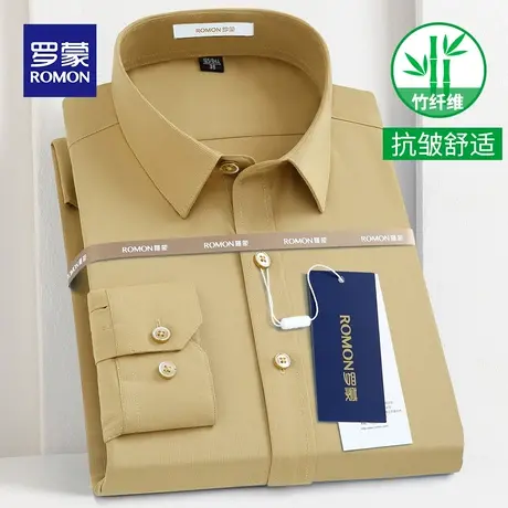 Romon/罗蒙衬衫男士长袖春秋新品细条纹抗皱商务休闲正装男衬衣图片