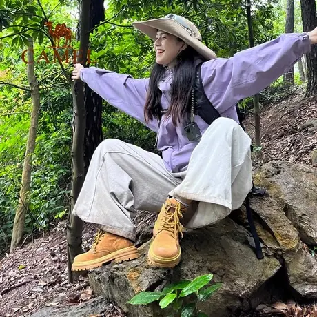 骆驼马丁靴女鞋2023夏季新款踢不烂大黄靴女机车户外登山工装靴子商品大图