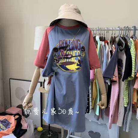 裙子女夏2020新款韩版ins潮慵懒风bf宽松显瘦打底衫短袖t恤女上衣商品大图