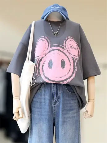 大码女装胖妹妹200斤学生宽松显瘦遮肉短袖T恤女ins潮胖mm上衣商品大图