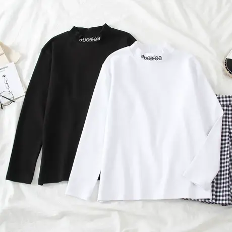 2023年春秋冬季新款半高领内搭洋气百搭长袖t恤上衣服打底衫女装图片