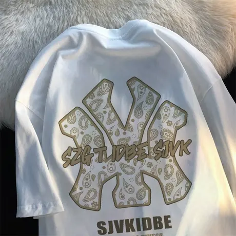 纯棉重磅设计感小众短袖t恤女2023新款夏季宽松半袖港味chic上衣图片