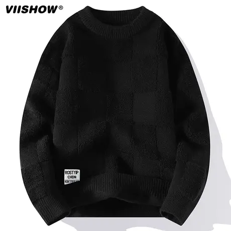 VIISHOW毛衣男秋冬季保暖上衣服潮牌ins宽松圆领内穿打底针织衫商品大图