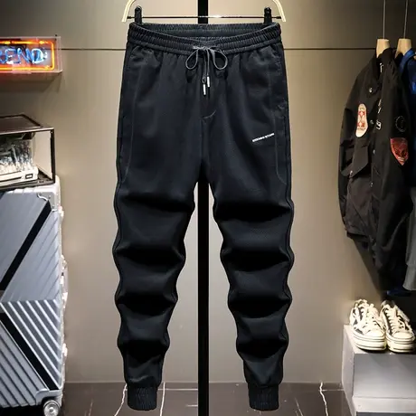 秋季新款时尚潮牌男士休闲裤修身小脚百搭束脚裤子男运动裤学生款商品大图