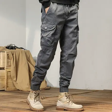 裤子男士冬款束脚工装裤2022秋冬潮牌哈伦裤子工装裤时尚休闲裤男商品大图