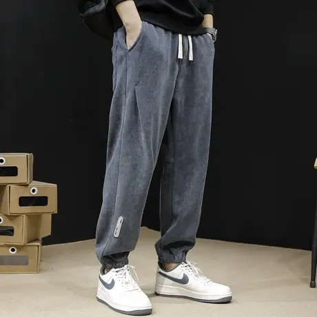 雪尼尔加绒运动裤子男士秋冬款男裤大码2023新款休闲裤男束脚卫裤商品大图