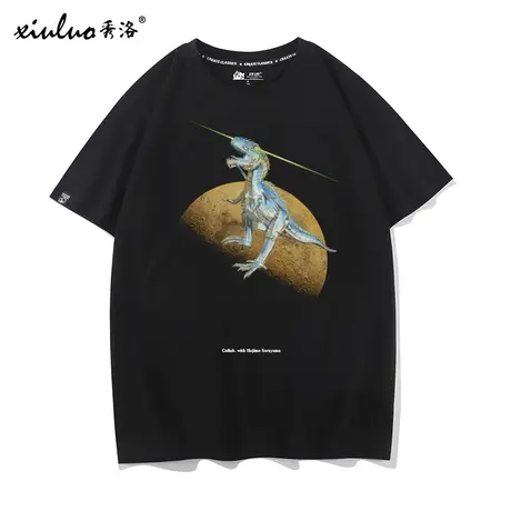 秀洛侏罗纪世界公园空山基霸王小恐龙T恤衣服男女情侣装半袖体恤商品大图