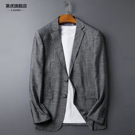 灰色西装外套男春季新款韩版潮流休闲西服男士修身百搭单件薄上衣商品大图