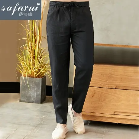 亚麻裤男宽松男士休闲裤夏季薄款小脚棉麻男裤夏裤麻料沙滩长裤商品大图