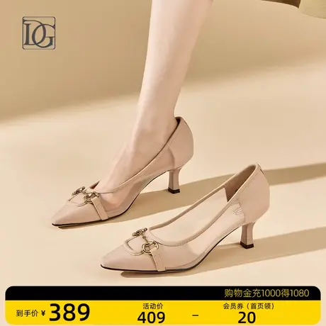 商场同款2023春季新款网纱高跟鞋浅口细跟舒适透气尖头单鞋女图片