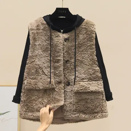 洋气马甲女秋冬季外穿学生韩版女士马甲新款短款羊羔毛马夹外套潮商品大图