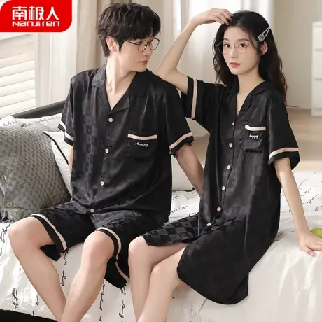 情侣睡衣夏季冰丝绸夏款2023新款男士女款睡裙套装凉感家居服夏天图片